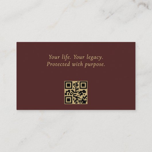 Scales of Justice Burgundy Gold Legal QR Code  Visitenkarte (Rückseite)