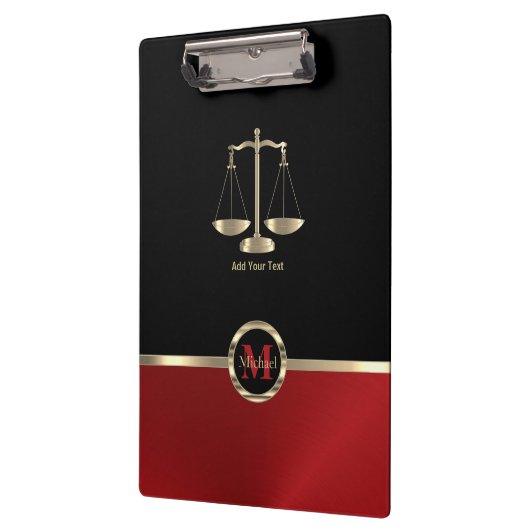 Scales of Justice - Monogram Black and Red Klemmbrett (Links)