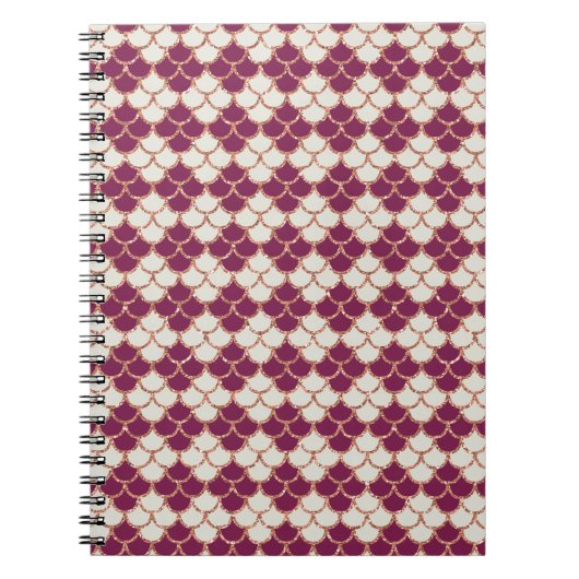 Scales Pattern Gold Burgundy Glitzer Notizblock (Vorderseite)