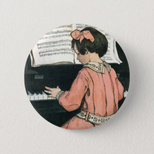 Scales von Jessie Willcox Smith, Piano Music Girl Button