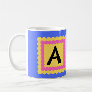 Scallop Alphabet Monogram Scalloping Design hell Kaffeetasse