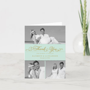 Scallop Band Romantisches Drehbuch 3 Multi-Foto-Ho Dankeskarte