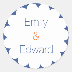 Scallop Blue Border Runder Aufkleber