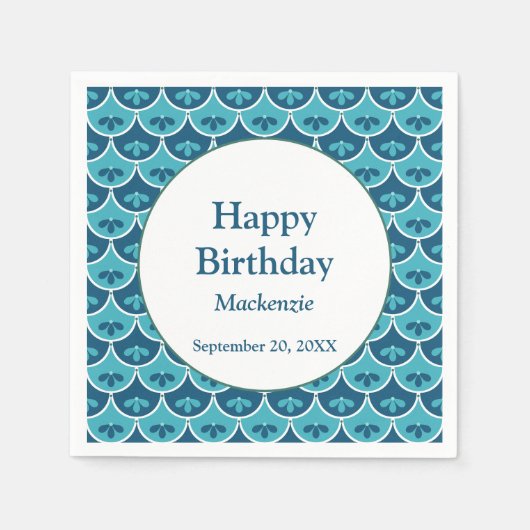 Scallop Blumenfarben Geburtstag Serviette (Vorderseite)