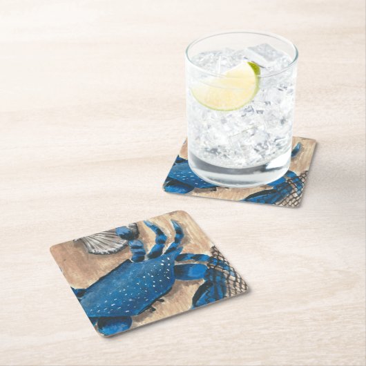 Scallop, Crab und Netz Rechteckiger Pappuntersetzer (Vor Ort)