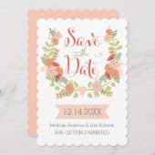 Scallop Edge Floral Save the Date (Vorne/Hinten)