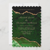 Scallop Edge Gold Green Geode Agate Foto Hochzeit Einladung (Vorderseite)