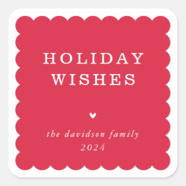 SCALLOP EDGE moderne niedliche festliche Grenze ro Quadratischer Aufkleber