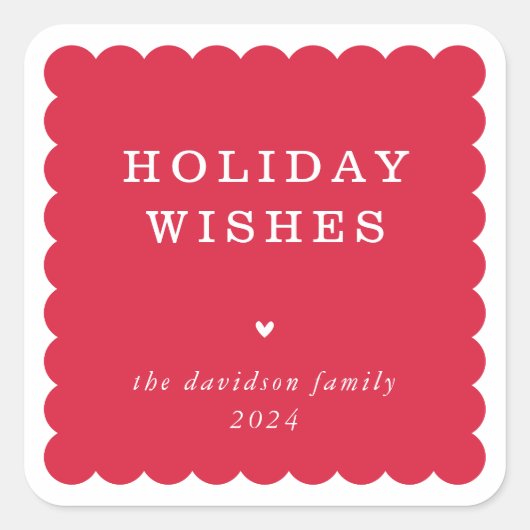 SCALLOP EDGE moderne niedliche festliche Grenze ro Quadratischer Aufkleber (Vorderseite)