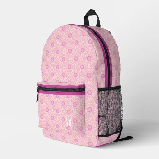 Scallop Japanisches Rosa Bedruckter Rucksack (Rückseitige Ecke Rechts)