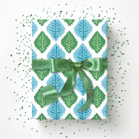 Scallop Leaf Diamond in Green and Aqua Geschenkpapier