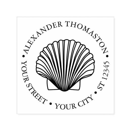 Scallop Muschel #3 Seashore Beach Round Name Ansch Permastempel (Design)
