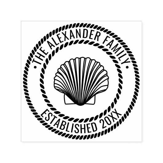 Scallop Muschel #3 Seashore Familienname Datum Est Permastempel (Design)