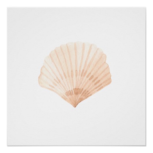 Scallop Muschel Aquarelldruck Poster (Vorderseite)