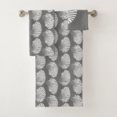 Scallop Muschel Block Print, grau / grau und weiß Badhandtuch Set (Insitu)