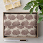 Scallop Muschel Blockdruck, braun und Beige Seidenpapier (Geschenk)