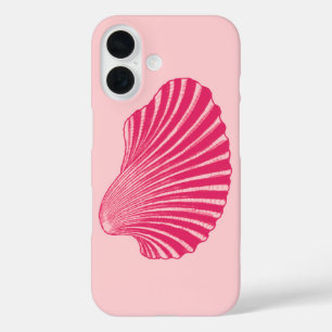Scallop Muschel Blockdruck, Fuchsia und Pink iPhone 16 Hülle