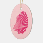 Scallop Muschel Blockdruck, Fuchsia und Pink Keramik Ornament (Links)