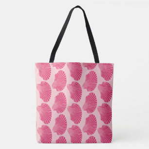 Scallop Muschel Blockdruck, Fuchsia und Pink Tasche