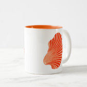Scallop Muschel Blockdruck, Korallenorange und Wei Zweifarbige Tasse (VorderseiteRechts)