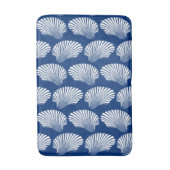 Scallop Muschel Blockdruck, Navy Blue und White Badematte (Vorderseite Vertikal)