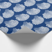 Scallop Muschel Blockdruck, Navy Blue und White Geschenkpapier (Ecke)