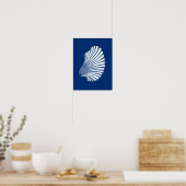 Scallop Muschel Blockdruck, Navy Blue und White Poster (Küche)