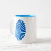 Scallop Muschel Blockdruck, Sea Blue und White Zweifarbige Tasse (Vorderseite Links)