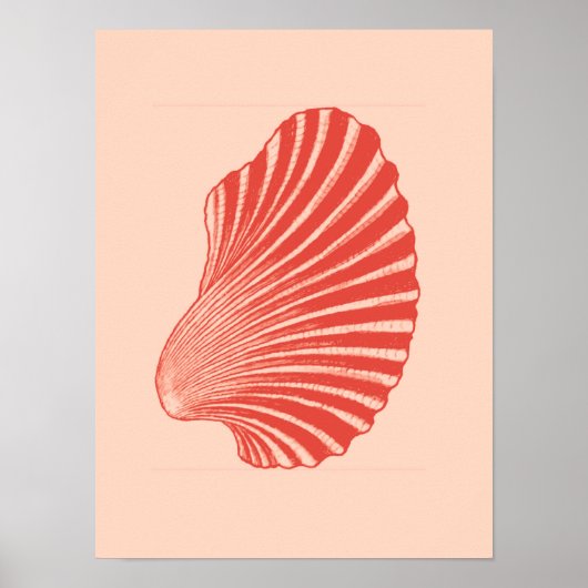 Scallop Muschel Blockdruck, Weißkornorange Poster (Vorne)