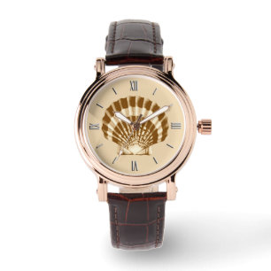 Scallop-Muschel - braun und beige Armbanduhr