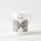 Scallop Muschel braunes, weißes Design Porzellantasse (Vorderseite Rechts)