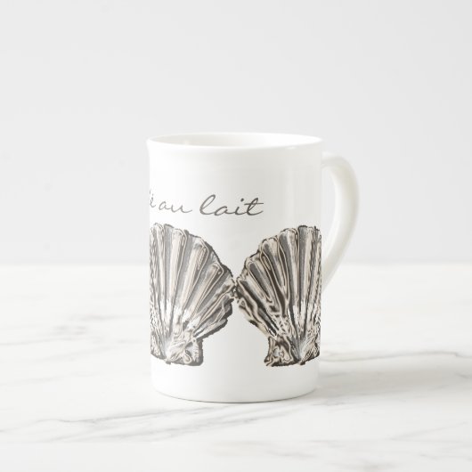 Scallop Muschel braunes, weißes Design Porzellantasse (Vorderseite Rechts)