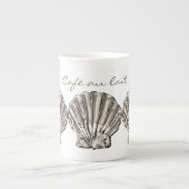 Scallop Muschel braunes, weißes Design Porzellantasse (Vorderseite)