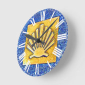 Scallop Muschel Camino de Santiago Runde Wanduhr (Winkel)