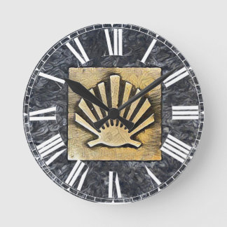Scallop Muschel Camino de Santiago Runde Wanduhr