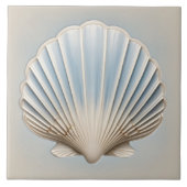 Scallop-Muschel - Gentle Blue und Creme Fliese (Vorderseite)