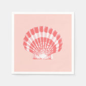 Scallop-Muschel - Korallenrosa und Weiß Serviette (Vorderseite)