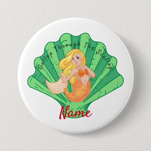 Scallop Muschel Mermaid Button (Vorderseite)