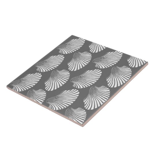 Scallop Muschel Print, grau/grau/weiß Fliese (Seite)