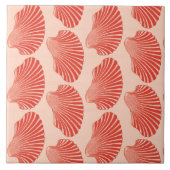 Scallop Muschel Print, Light Coral Orange Fliese (Vorderseite)