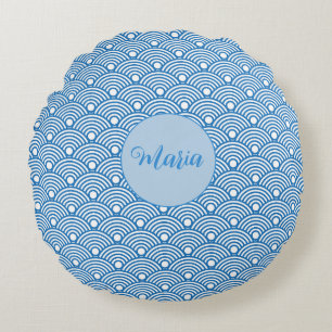 Scallop Muster Aqua Blau Dekorationsmuster Rundes Kissen
