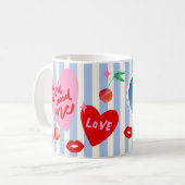 Scallop Photo Frame Hearts Cherries Lips Love Cute Kaffeetasse (Vorderseite Links)