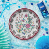 Scallop Pink Chinoiserie Blüten Imitate China Pappteller (Party)