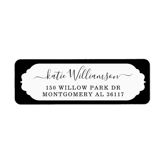 Scallop Rahmen Personalisierte Kalligrafie Schwarz (Vorne)