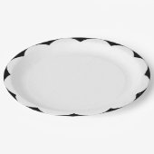 Scallop Schwarz & Weiß Pappteller (Schrägansicht)