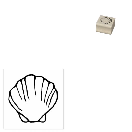 Scallop Sea Muschel Pen und Tintenzeichnung Gummistempel (Stempel)