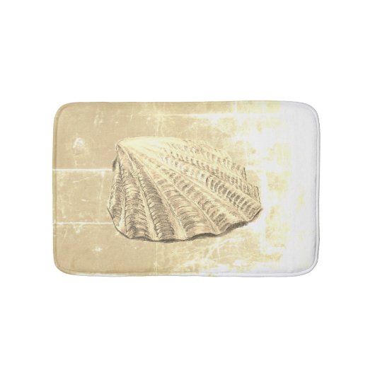 Scallop Seashell auf Sand Badematte (Vorderseite)