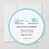 Scallop Seashell Beach Wedding | Minzblau Save The Date (Rückseite)