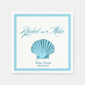 Scallop Seashell Beach Wedding | Minzblau Serviette (Vorderseite)