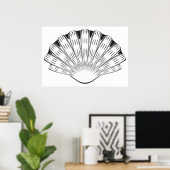 Scallop Seashell Minimalist Black and White Poster (Heimbüro)